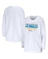 WEAR BY ERIN ANDREWS WOMEN'S WEAR BY ERIN ANDREWS WHITE LOS ANGELES CHARGERS DOMESTIC PULLOVER SWEATSHIRT