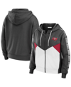 Wear By Erin Andrews Pewter/white Tampa Bay Buccaneers Color Block Light Weight Modest Crop Full-zip In Pewter,white