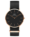 DANIEL WELLINGTON MEN'S CLASSIC CORNWALL BLACK POLYESTER WATCH 40MM