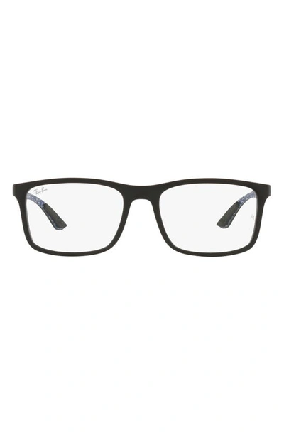 Ray Ban 53mm Rectangular Optical Glasses In Matte Black