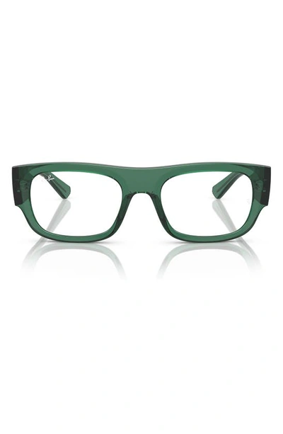 Ray Ban Kristin 52mm Rectangular Optical Glasses In Transparent Green