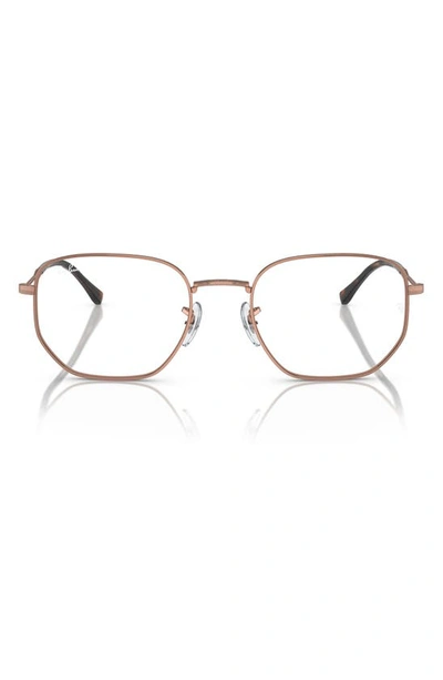 Ray Ban 51mm Oval Optical Glasses In Rose Gold