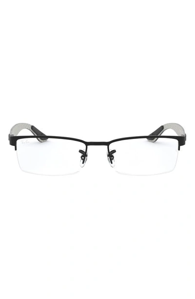 Ray Ban 52mm Rectangular Optical Glasses In Matte Black