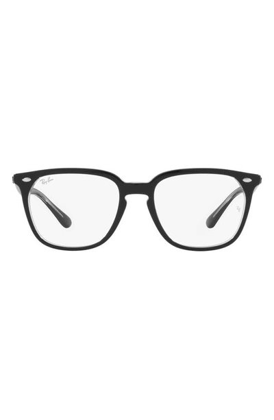 Ray Ban 51mm Square Optical Glasses In Trans Black