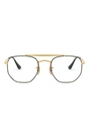 Ray Ban 54mm Square Optical Glasses In Black Gold