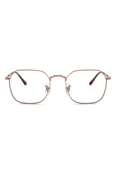 Ray Ban Jim 51mm Irregular Optical Glasses In Rose Gold