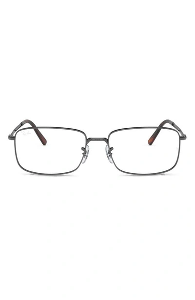Ray Ban 57mm Rectangular Optical Glasses In Gunmetal