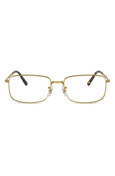 Ray Ban 57mm Rectangular Optical Glasses In Yellow