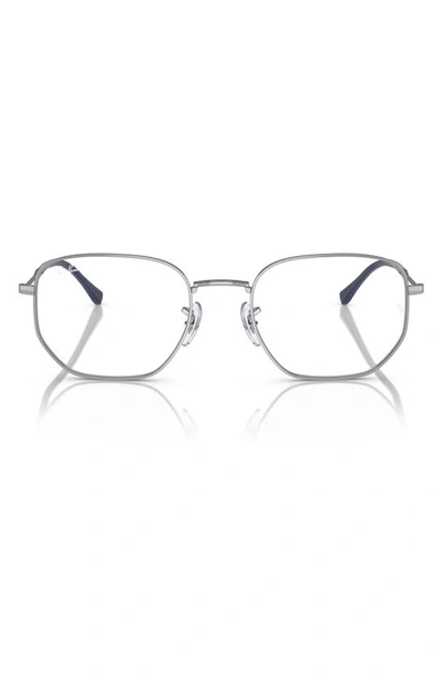 Ray Ban 53mm Irregular Optical Glasses In Silver