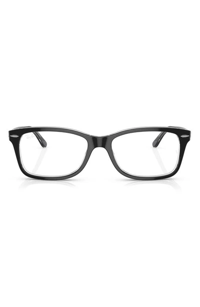 Ray Ban 53mm Square Optical Glasses In Black