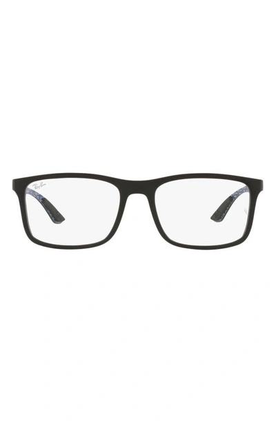 Ray Ban 55mm Rectangular Optical Glasses In Matte Black