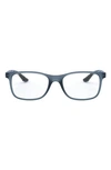 Ray Ban 55mm Square Optical Glasses In Matte Blue
