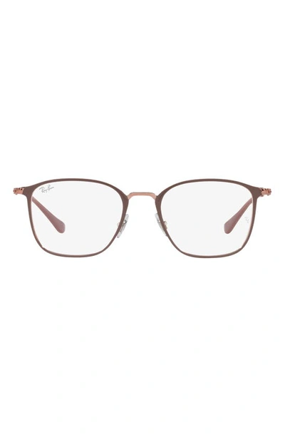 Ray Ban 49mm Square Optical Glasses In Copper