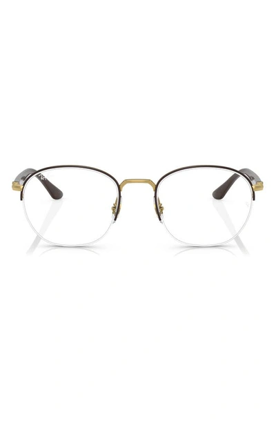 Ray Ban 50mm Square Optical Glasses In Brown