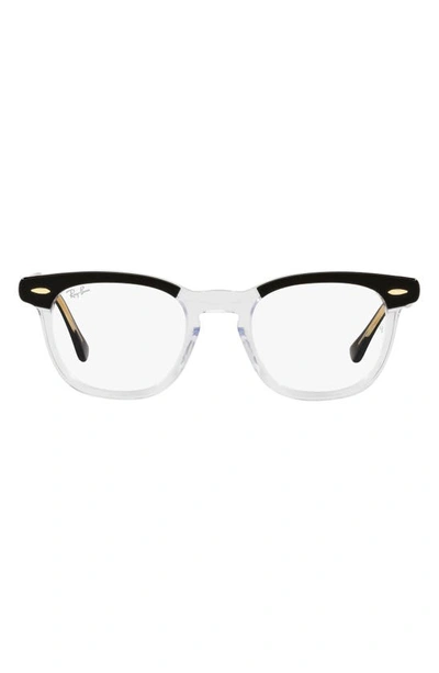 Ray Ban Hawkeye 50mm Square Optical Glasses In Trans Black