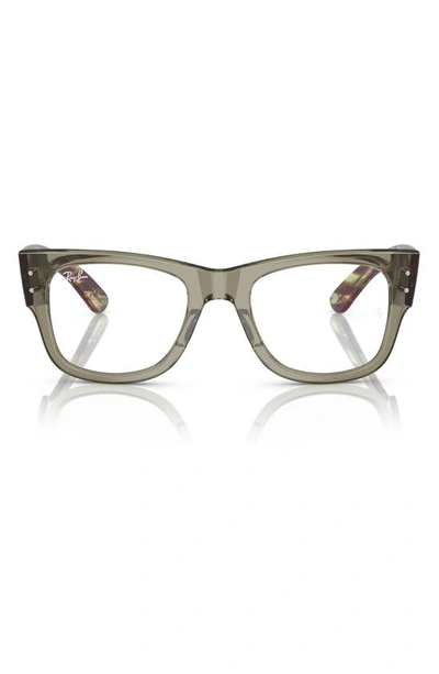 Ray Ban Mega Wayfarer 51mm Square Optical Glasses In Transparent Green