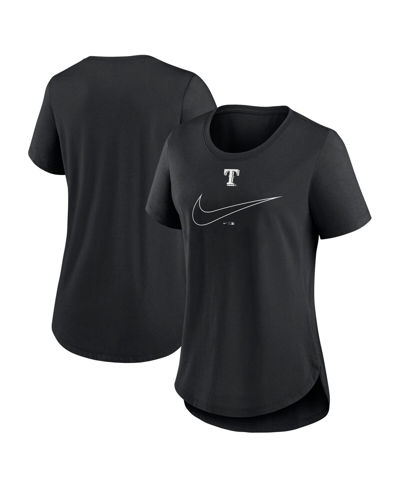 Nike Women's  Black Texas Rangers Big Swoosh Tri-blend Scoop Neck T-shirt