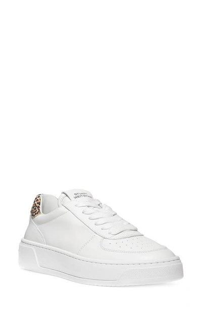 Stuart Weitzman Courtside Sneaker In White/ Leopard Leather