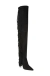 Stuart Weitzman Ultrastuart Fringe Over The Knee Boot In Black Leather