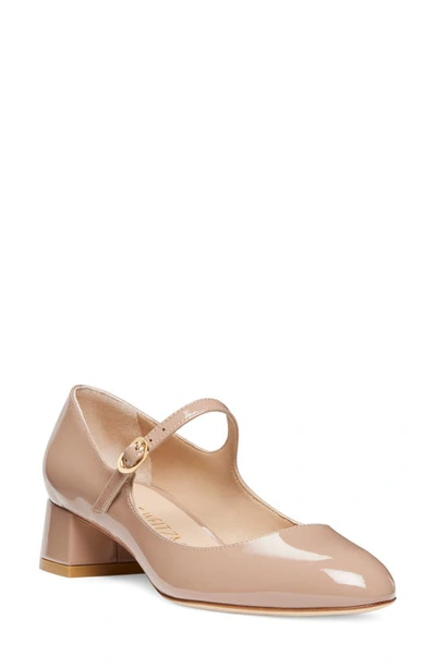 Stuart Weitzman Vivienne Patent Mary Jane Pumps In Tan