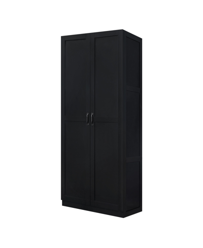 Manhattan Comfort Hopkins 29.6" Medium Density Fibreboard 4-shelf Storage Closet In Black