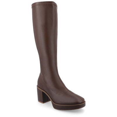 Journee Collection Alondra Tru Comfort Knee High Platform Boot In Brown