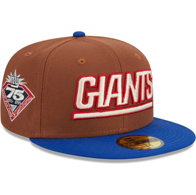 New Era Men's  Brown, Royal New York Giants Harvest 75th Anniversary 59fifty Fitted Hat In Brown,royal