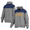 PRESSBOX PRESSBOX GRAY WEST VIRGINIA MOUNTAINEERS AVON FLEECE QUARTER-ZIP JACKET