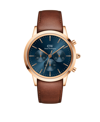 DANIEL WELLINGTON MEN'S ICONIC CHRONOGRAPH SAINT MAWES BROWN LEATHER WATCH 42MM