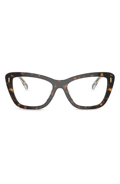 Tory Burch 53mm Butterfly Optical Glasses In Dark Tortoise