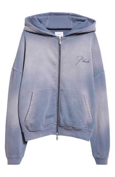 Rhude Distressed Logo Embroidered Cotton French Terry Zip