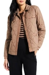 Nic + Zoe Onion Quilted Mixed Media Puffer Jacket In Brown