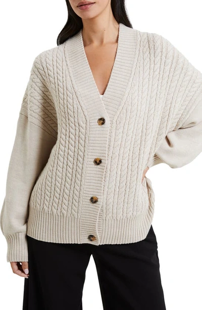 French Connection Babysoft Cable Knit Cardigan In Light Oatmeal