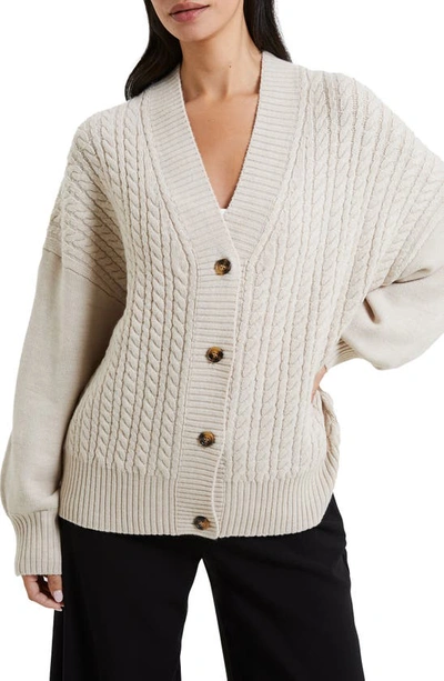 French Connection Babysoft Cable Knit Cardigan In Beige