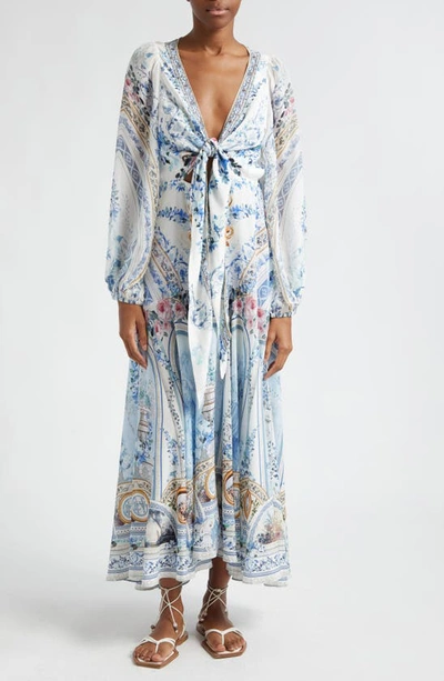 Camilla Season Of The Siren Blouson-sleeve Maxi Layer In Multicolor