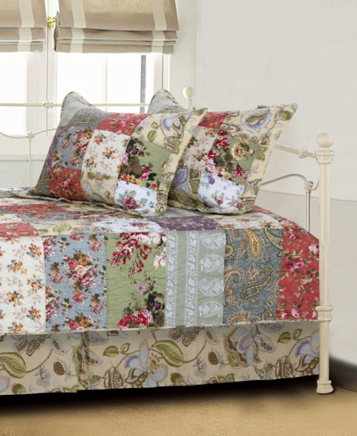 Greenland Home Fashions Blooming Prairie Authentic Patchwork 5 Piece Daybed Set In Multi