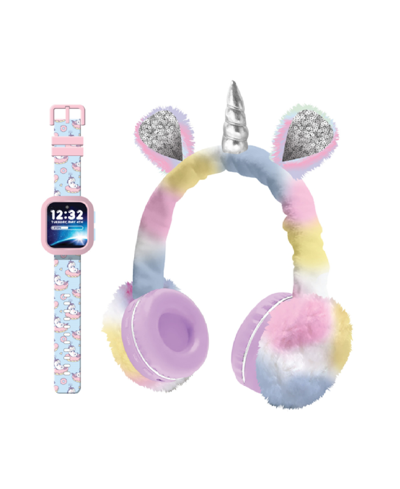 Playzoom Kids' V3 Girls Pink And Blue Silicone Smartwatch 42mm Gift Set