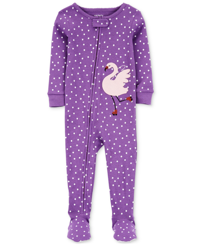 Carter's Baby Girls 1-piece Flamingo 100% Snug-fit Cotton Footed Pajama In Purple