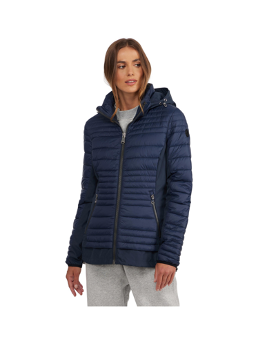 Pajar Women's Makani Ladies Channel Quilted Light Weight Mixed Media Jacket In Navy