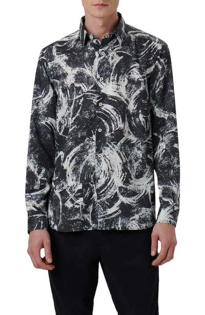 Bugatchi Julian Abstract Print Cotton Button-up Shirt In Chalk