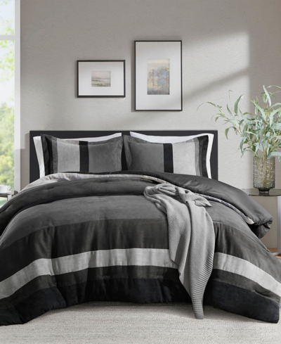 510 Design Boulder Stripe Micro Suede 2-pc. Comforter Set, Twin/twin Xl In Black