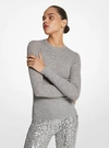Michael Kors Hutton Ribbed Crewneck Pullover In Pearl Melange