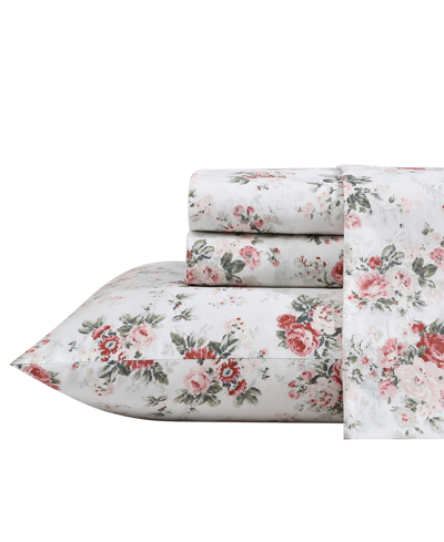 Laura Ashley Laura Cotton Percale 4-piece Sheet Set, Queen In Ashfield Rose Pink