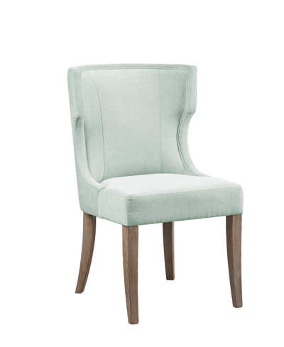 Madison Park 23.25" Carson Wide Wood Upholstered Wingback Dining Chair In Light Sage Green