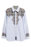 Maison Margiela X Pendleton Décortiqué Long Sleeve Cotton Button-up Shirt In Blue Pink