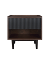 Manhattan Comfort Duane 20.23" Medium Density Fibreboard Ribbed 1-drawer Nightstand In Dark Brown And Black