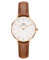 DANIEL WELLINGTON WOMEN'S PETITE DURHAM BROWN LEATHER WATCH 28MM