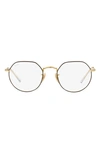 Ray Ban Unisex Jack 49mm Hexagonal Optical Glasses In Light Gold