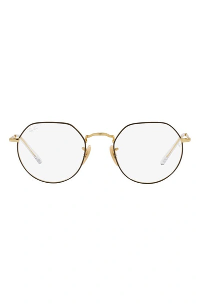 Ray Ban Unisex Jack 49mm Hexagonal Optical Glasses In Light Gold