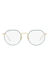 Ray Ban Unisex Jack 49mm Hexagonal Optical Glasses In Pale Gold